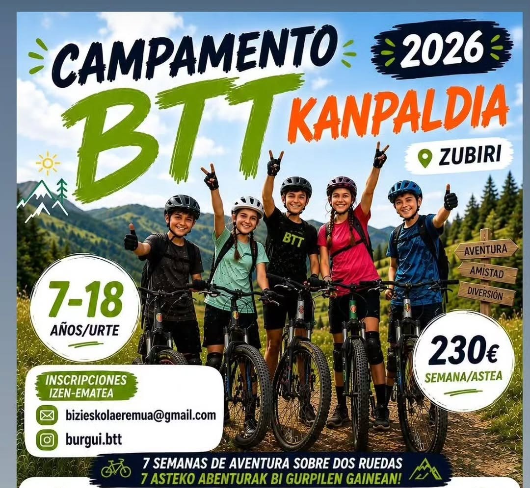 Campamento BTT Kanpaldia 2026 – Camp VTT enfants & ados, Zubiri (Navarre)